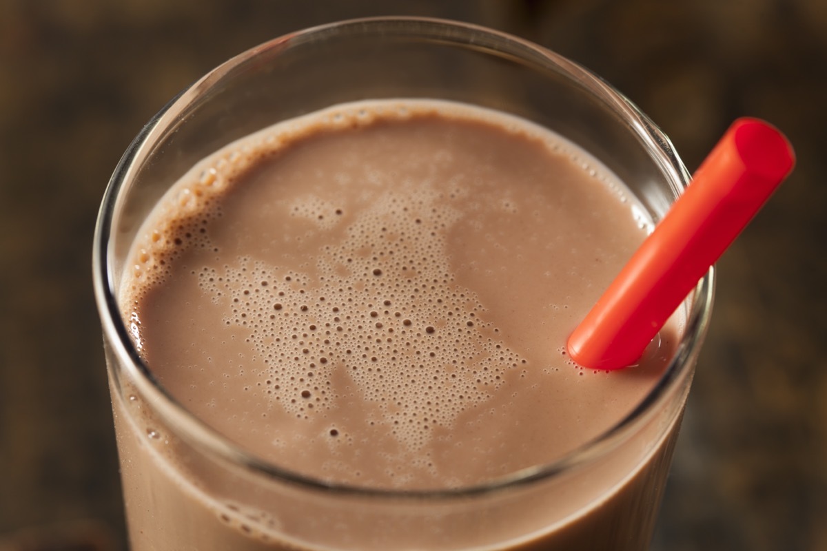 chocolate milk with red straw