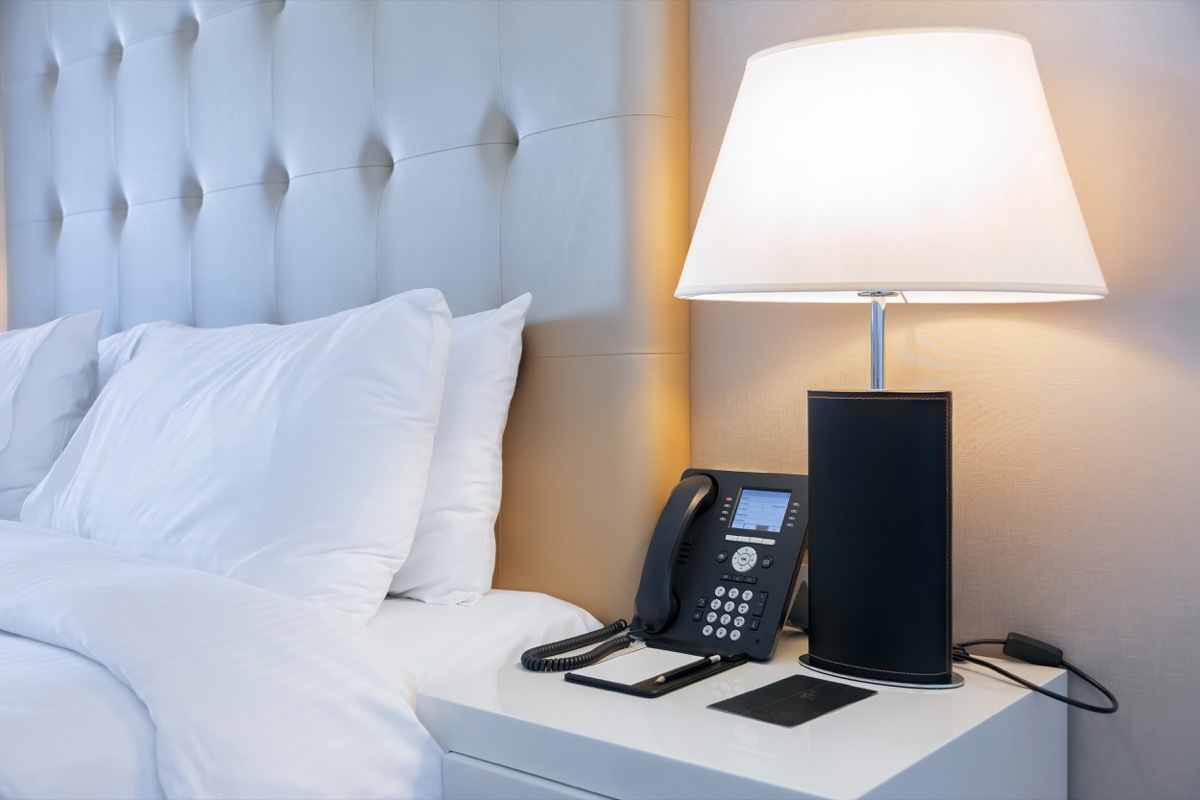 Hotel phone on nightstand