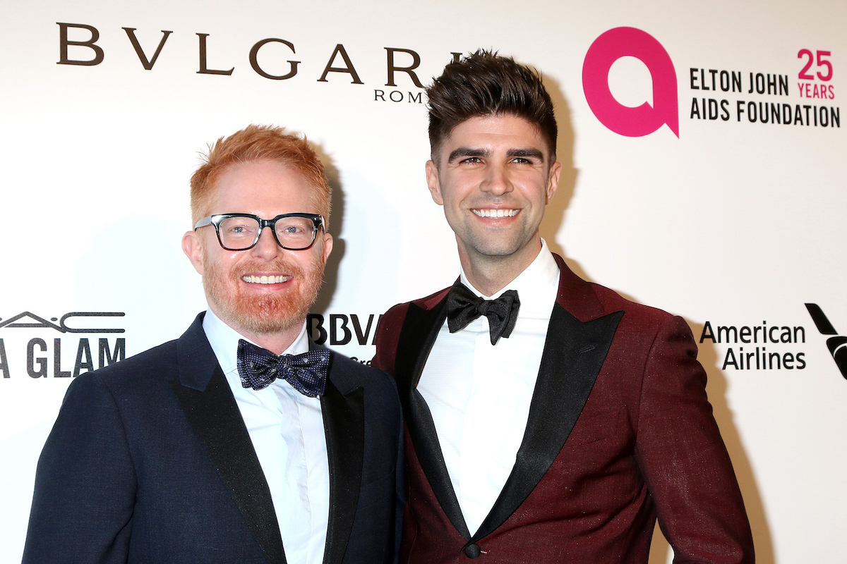 Jesse Tyler Ferguson and Justin Mikita at the 2018 Elton John AIDS Foundation Oscar Viewing Party