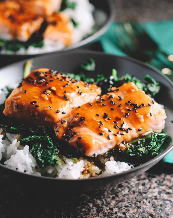 Bowl roundup Asian Salmon and Spinach Rice Bowls