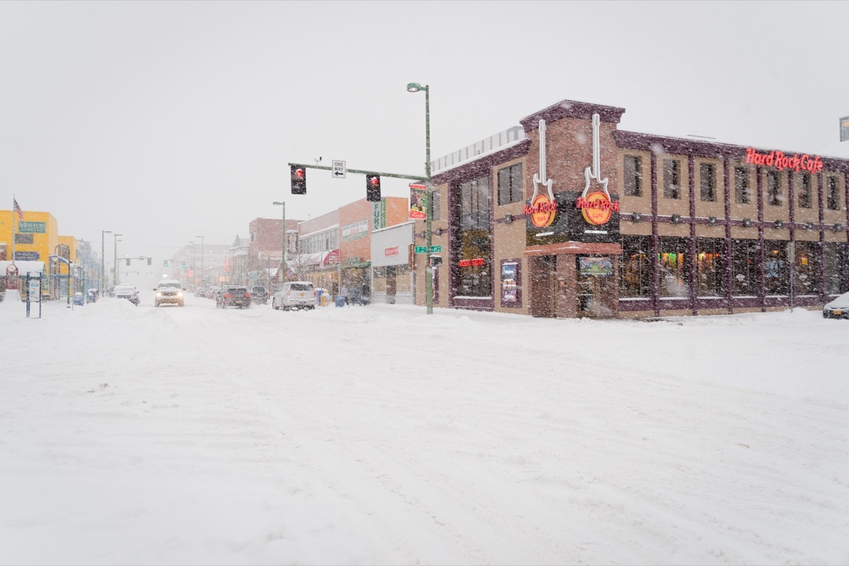 Alaska town covered in snow