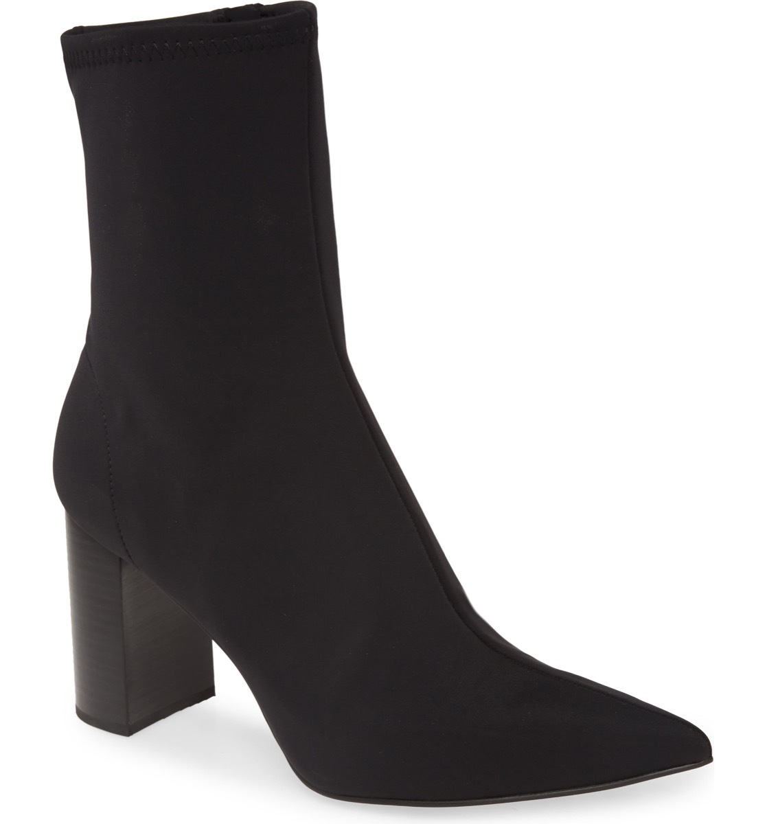 black neoprene ankle boots with pointed toe