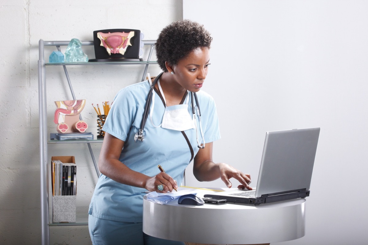 doctor at her office