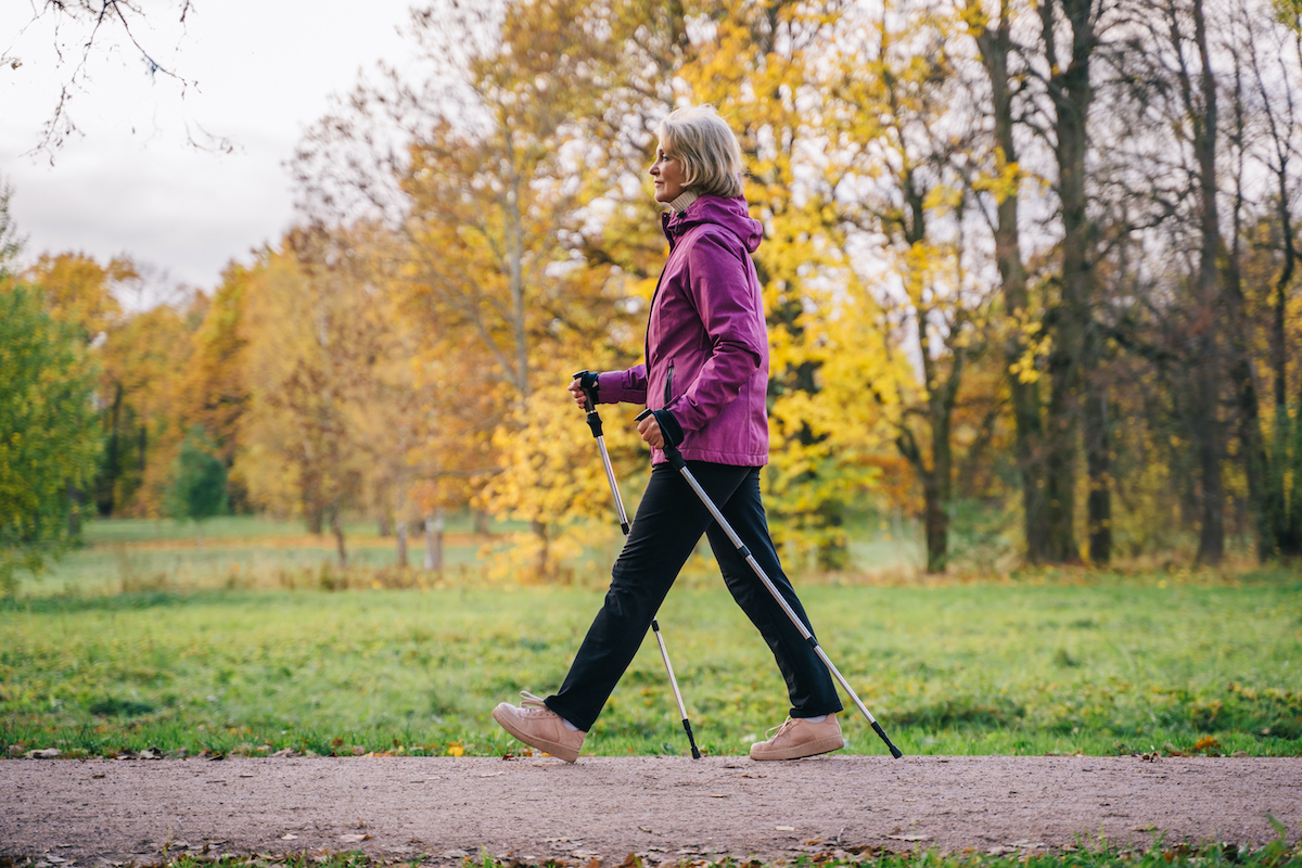 older woman on a brisk walk