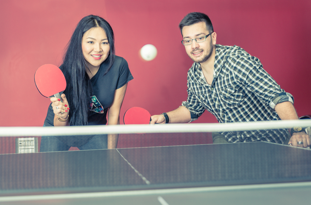 Couple Playing Ping Pong Romance