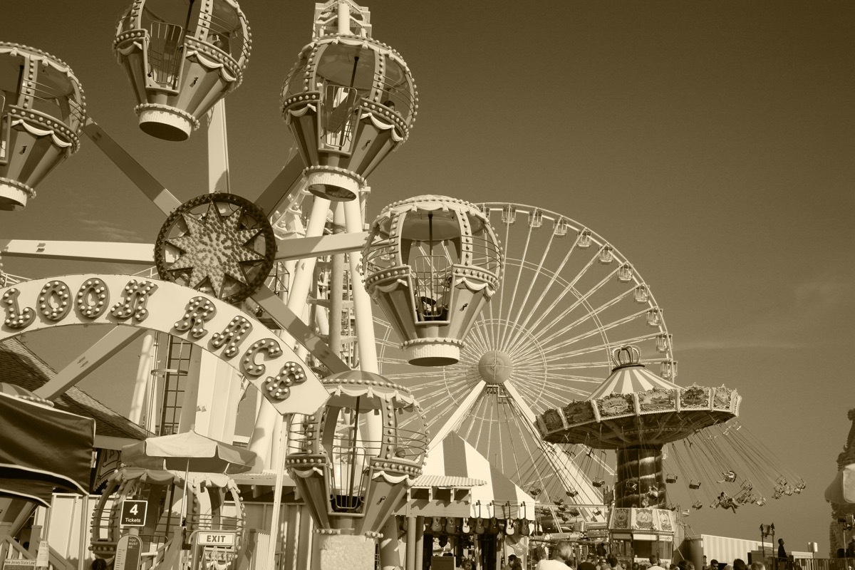 Silhouette of an old amusement park